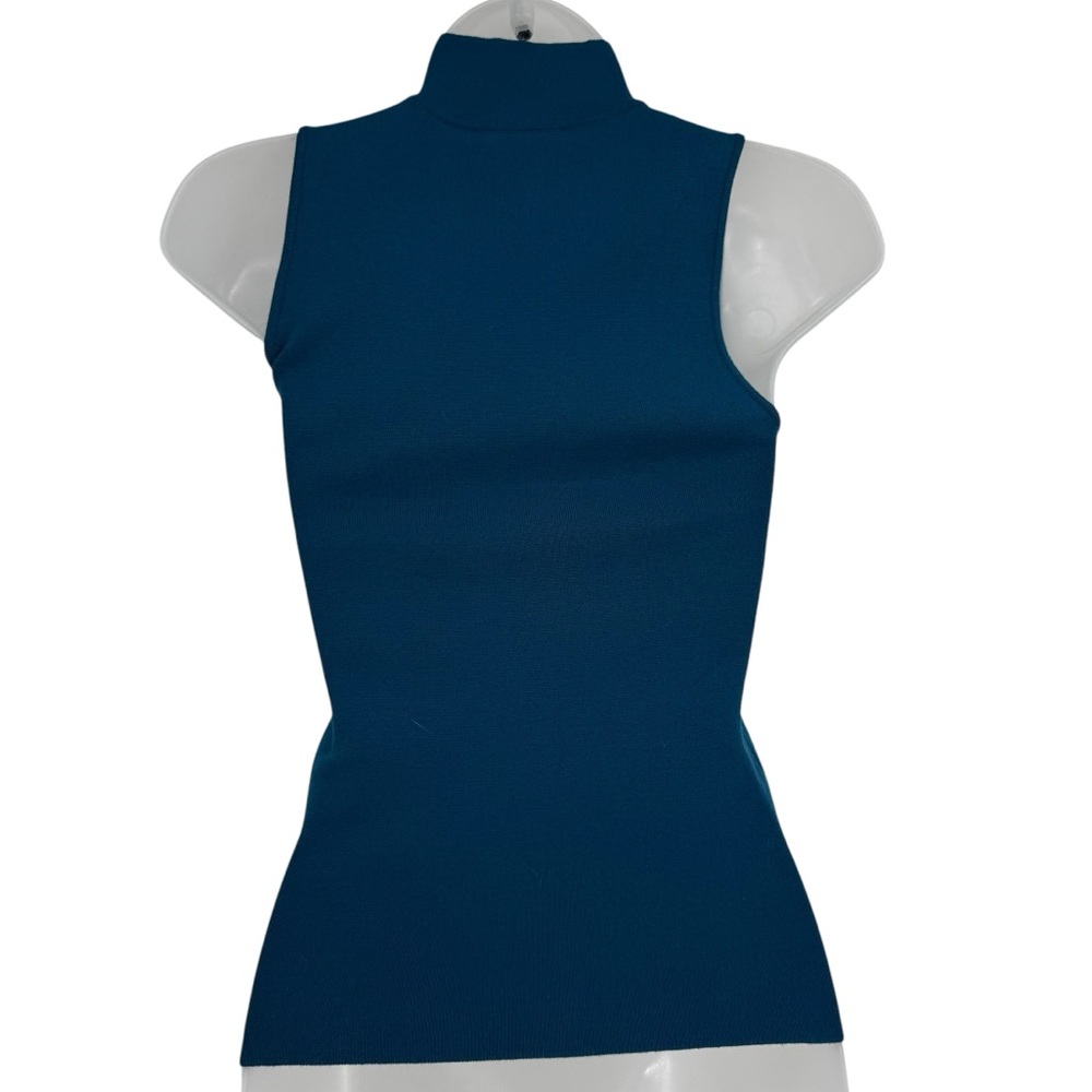 Alice + Olivia Kiki Blue-green mock neck Cutout Tank  Size Small Sleeveless - Picture 2 of 9